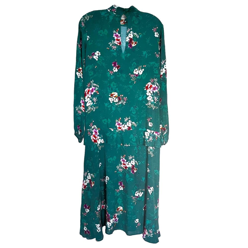 H&M Green Floral Ruffle Midi Dress Ltd Edition Cottagecore Boho Blogger Fav Sz 4 - Picture 8 of 11